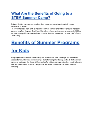 What Are the Benefits of Going to a STEM Summer Camp