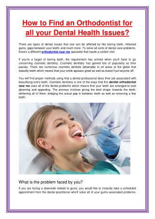 How to Find an Orthodontist for all your Dental Health Issues
