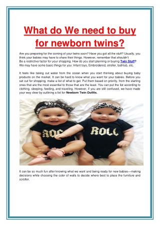 What do We need to buy for newborn twins