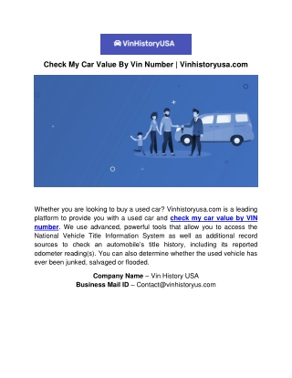 Check My Car Value By Vin Number | Vinhistoryusa.com