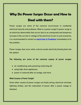 Why Do Power Surges Occur and How to Deal with them