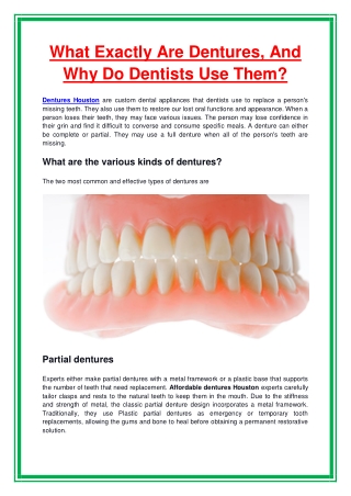 What Exactly Are Dentures, And Why Do Dentists Use Them