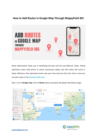 How to Add Routes in Google Map Through MappyField 365