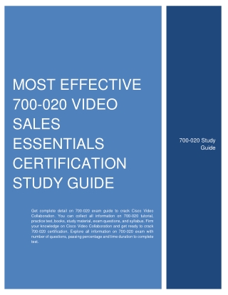 Most Effective 700-020 Video Sales Essentials Certification Study Guide