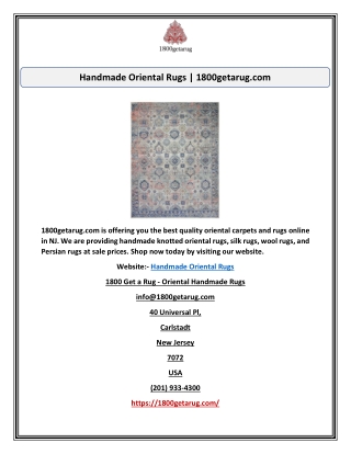 Handmade Oriental Rugs | 1800getarug.com