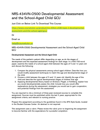 NRS-434VN-O500 Developmental Assessment and the School-Aged Child GCU