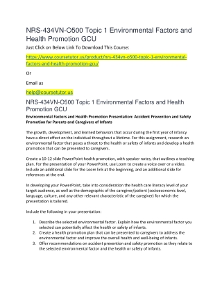 NRS-434VN-O500 Topic 1 Environmental Factors and Health Promotion GCU