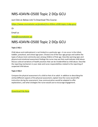 NRS-434VN-O500 Topic 2 DQs GCU