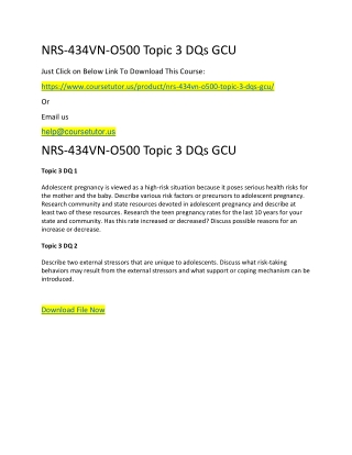 NRS-434VN-O500 Topic 3 DQs GCU