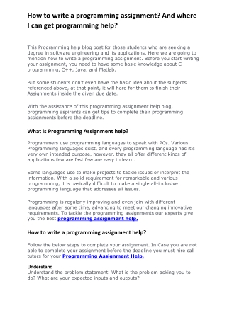 Programming assignment help