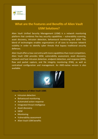 What are the Features and Benefits of Alien Vault USM Solutions