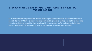 3 Ways Silver Ring Can Add Style To Your Look