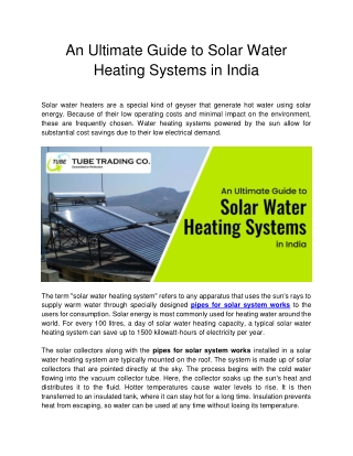 An Ultimate Guide to Solar Water Heating Systems in India