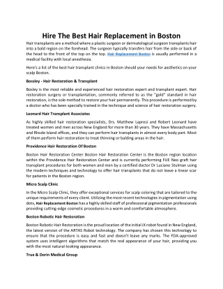 Hire The Best Hair Replacement In Boston