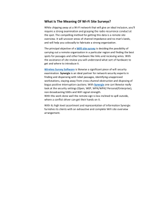 What Is The Meaning Of Wi-Fi Site Surveys