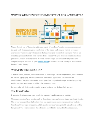 WHY IS WEB DESIGNING IMPORTANT FOR A WEBSITE