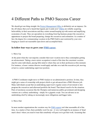 4 CAREER PATHS FOR PMO PROFESSIONALS
