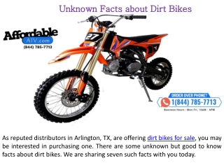 Unknown Facts about Dirt Bikes