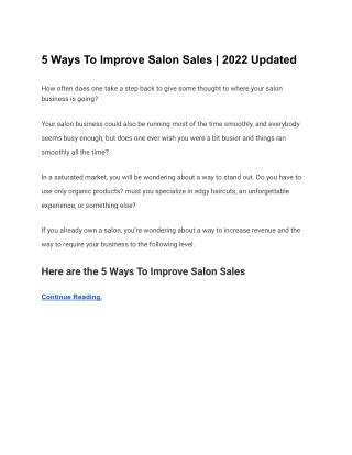 5 Ways To Improve Salon Sales - 2022 Updated