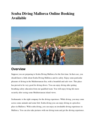 Scuba Diving Mallorca Online Booking Available