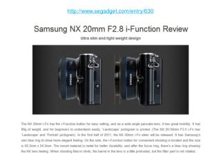 Samsung NX 20mm F2.8 i-Function Review