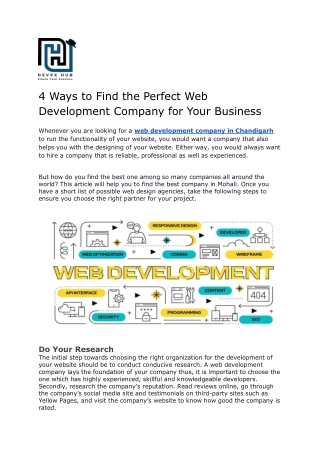 4 Ways to Find the Perfect Web Development Company for Your Business