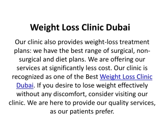 Weight Loss Clinic Dubai