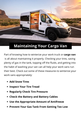 Maintaining Your Cargo Van