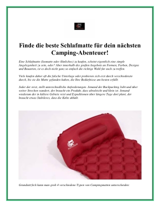 Finde die beste Schlafmatte für dein nächsten Camping-Abenteuer!(1)