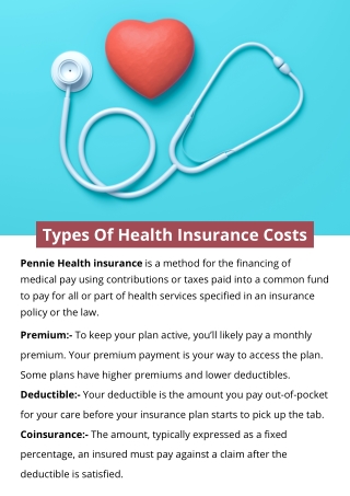 Types of health insurance costs