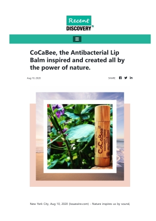 CoCaBee, the Antibacterial Lip Balm inspired and created all by the power of nature.
