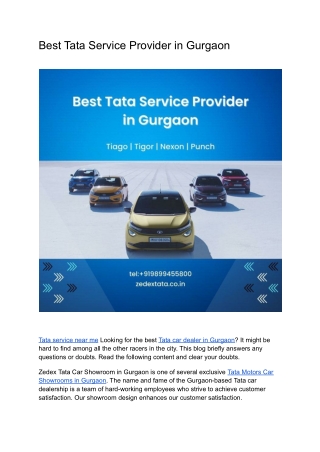 Best Tata Service Provider in Gurgaon