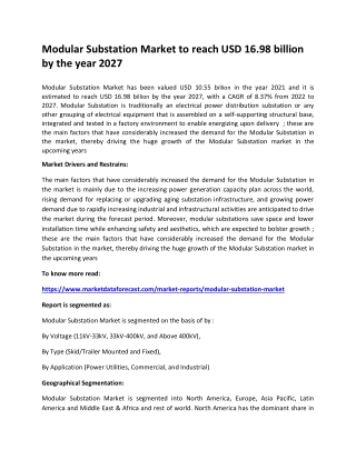 Modular Substation Market