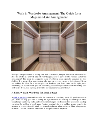 Walk in Wardrobe Arrangement The Guide for a Magazine-Like Arrangement