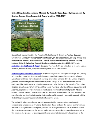 United Kingdom Greenhouse Market Research Report 2017-2027