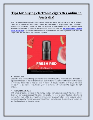 Tips for buying electronic cigarettes online in Australia!