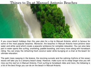 Things to Do at Manuel Antonio Beaches