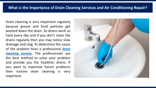 What is the Importance of Drain Cleaning Services and Air Conditioning Repair