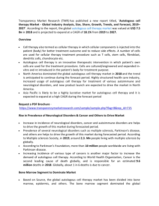 Impact Assessment of COVID-19 Outbreak on Autologous Cell Therapy Market