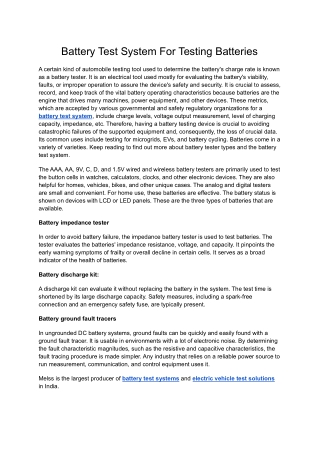 Battery Test System-for testing batteries