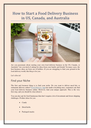 How to Start a Food Delivery Business in US, Canada, and Australia