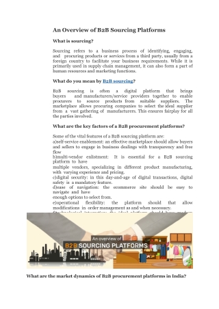 B2B Sourcing Platforms - Industry Experts