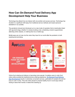 on Demand Food Delivery App Development Solution