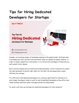 Tips for Hiring Dedicated Developers for Startups