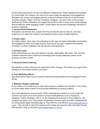 Importance's of Social media Marketing.