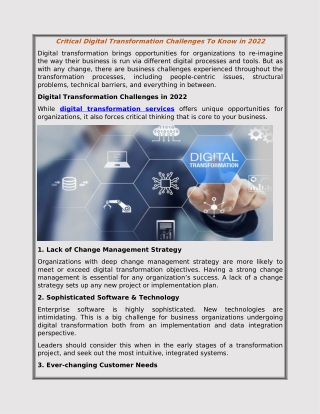 Critical Digital Transformation Challenges To Know in 2022