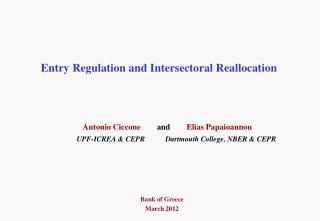 Entry Regulation and Intersectoral Reallocation