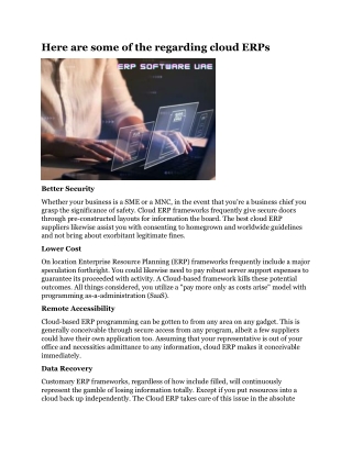 Here are some of the regarding cloud ERPs