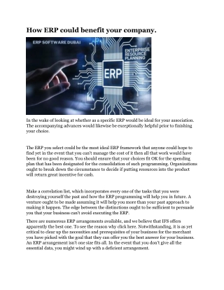 How ERP could benefit your company.