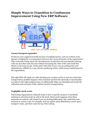 Simple Ways to Transition to Continuous Improvement Using New ERP Software